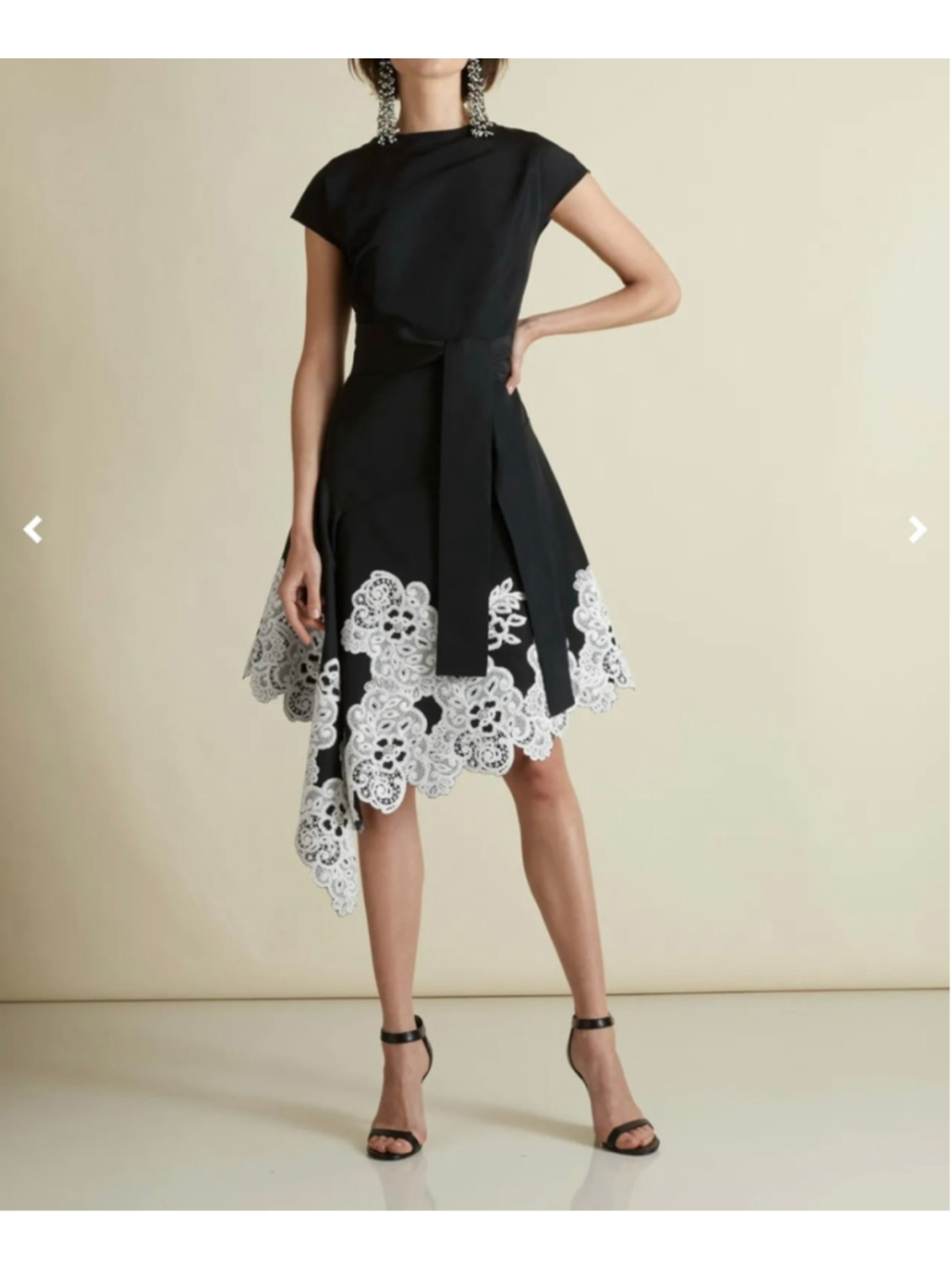 Women's Josie Natori Black & White Asymmetrical Dress Size 8